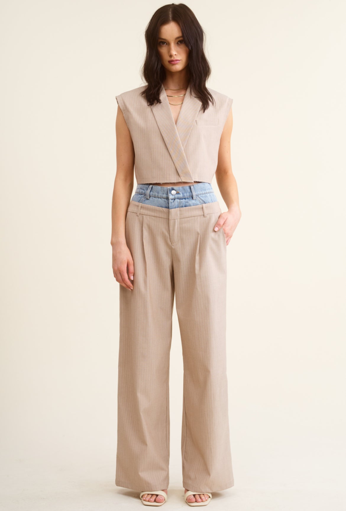 Crop Top Vest and Pants Set