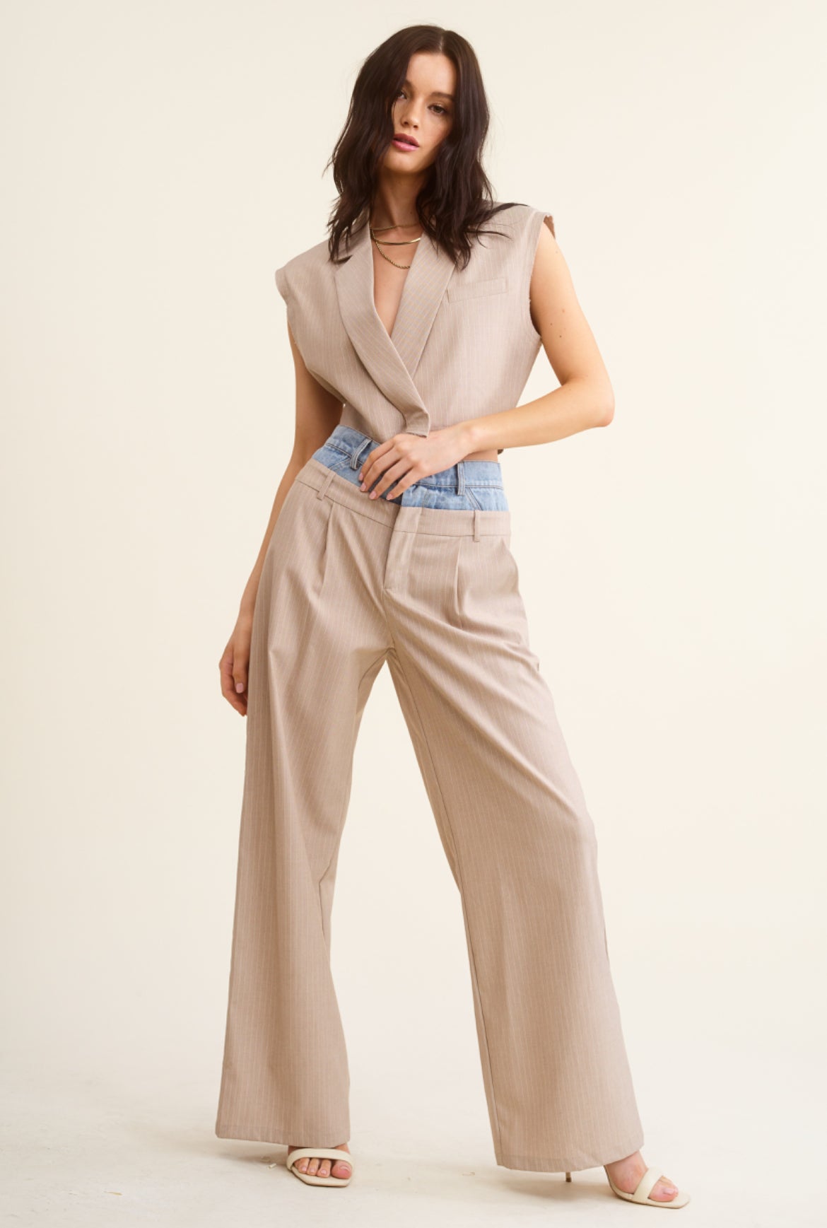 Crop Top Vest and Pants Set