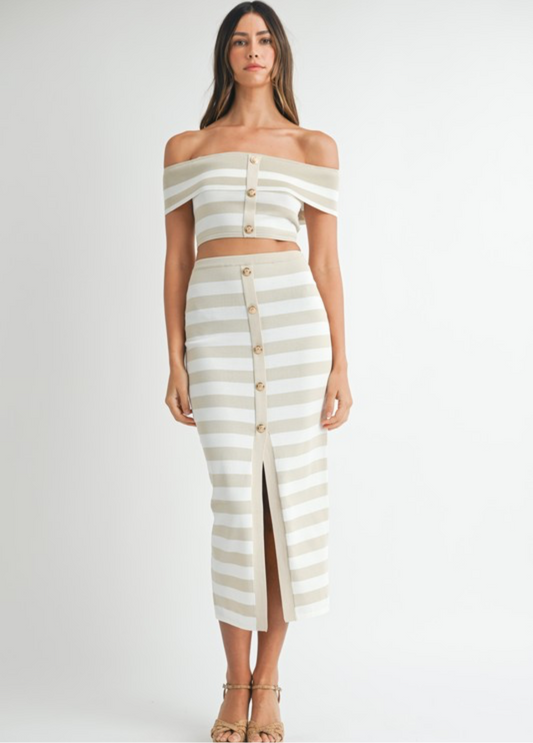 Striped Top and Long Skirt Set