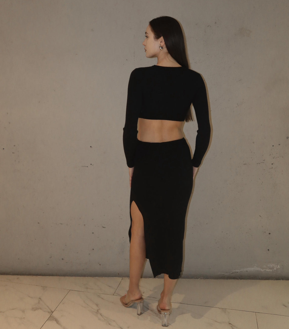 Knit Cut Out Dress in Black