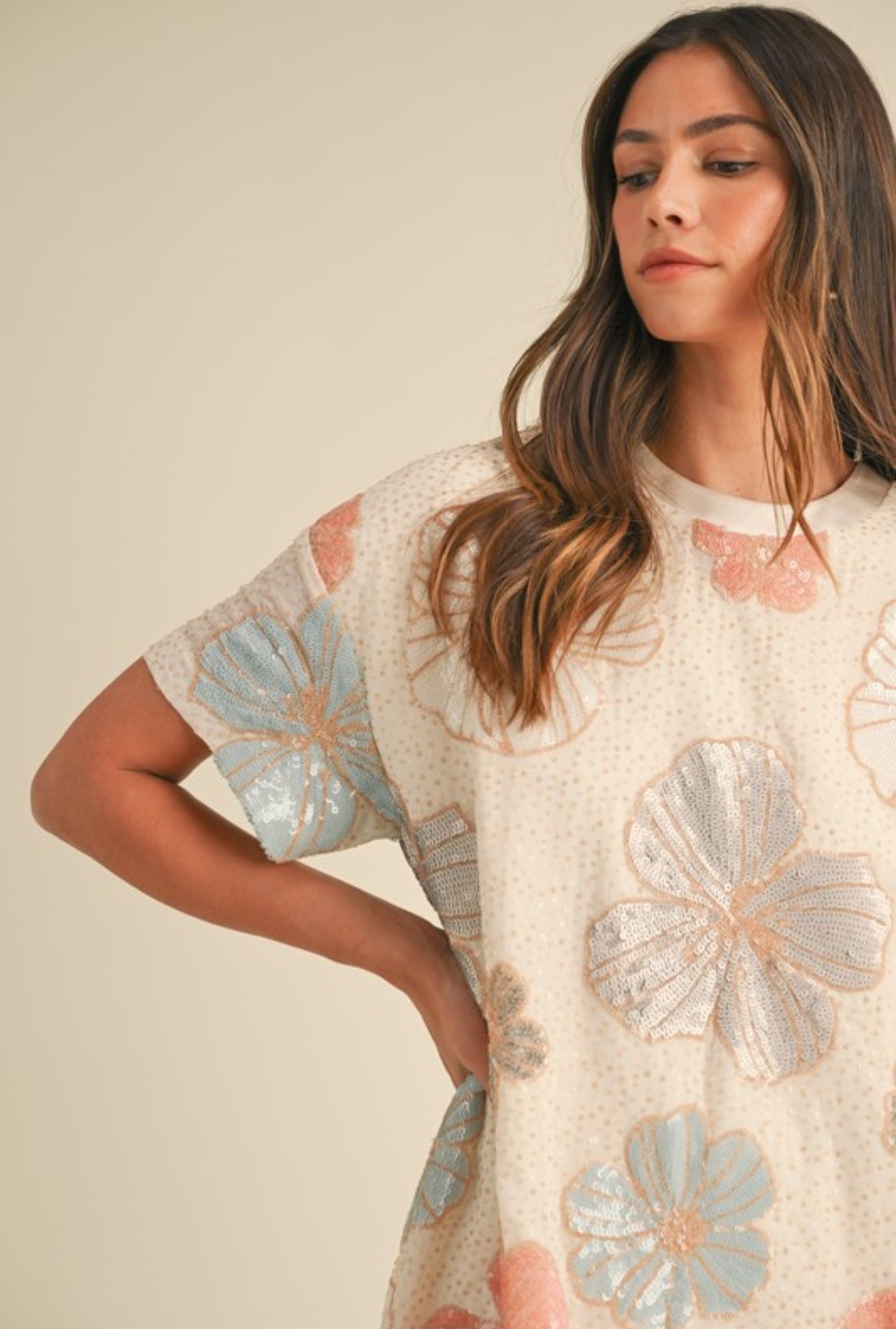 Floral Sequin Mini Dress