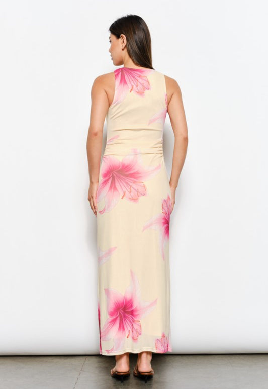 Pink Flower Mesh Dress