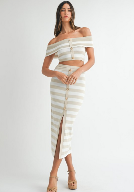 Striped Top and Long Skirt Set
