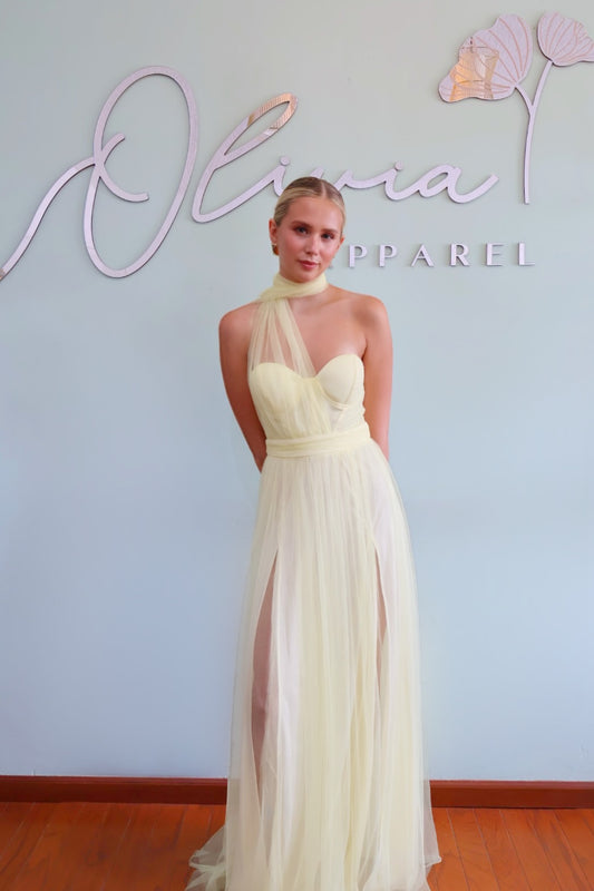 Tulle Skirt Dress in Butter Yellow