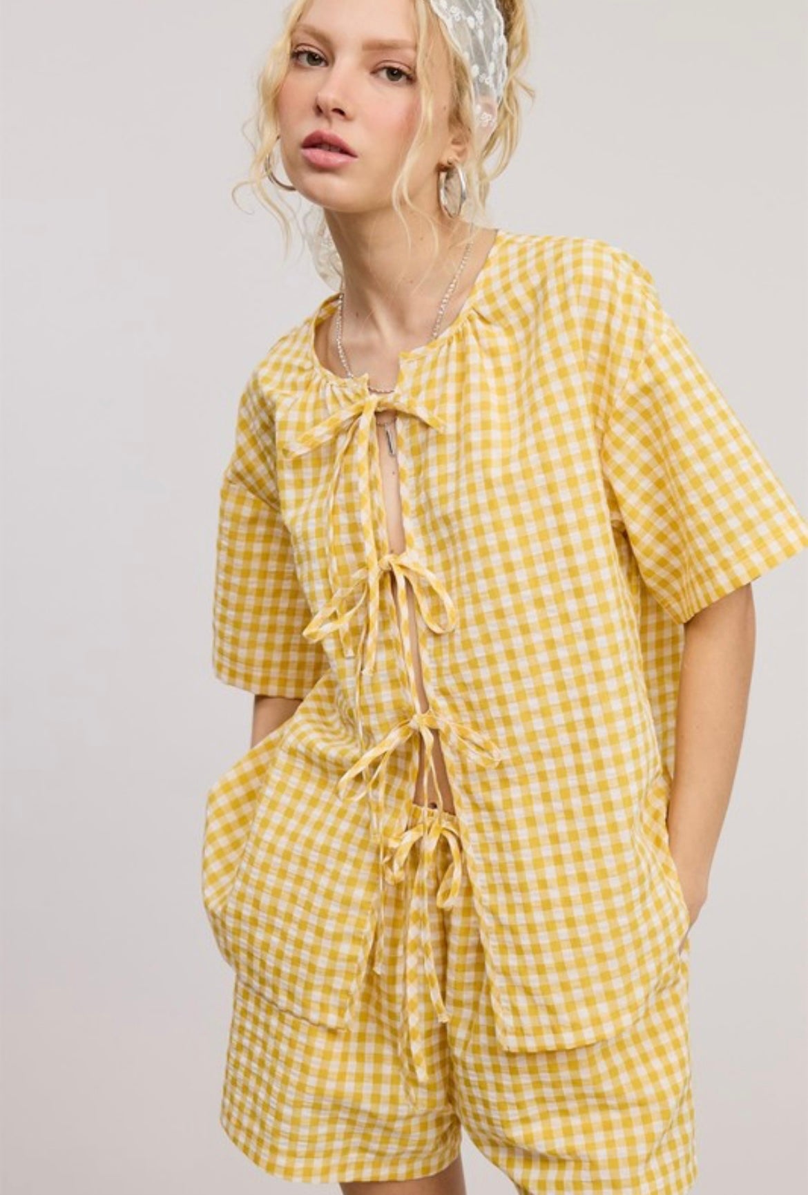 Ribbon Top and Short Set in Yellow