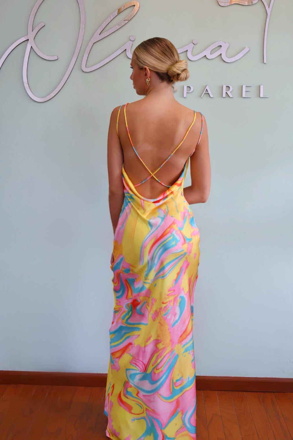Multicolor Satin Dress