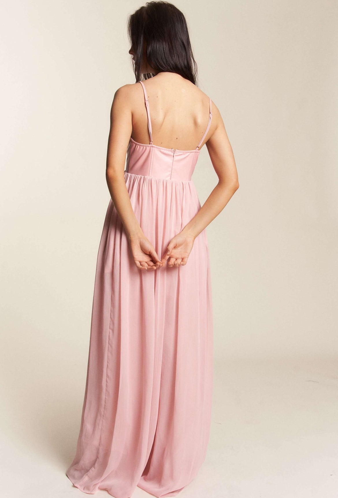 Wide Leg Faux Leather Top Jumpsuit in Baby Pink