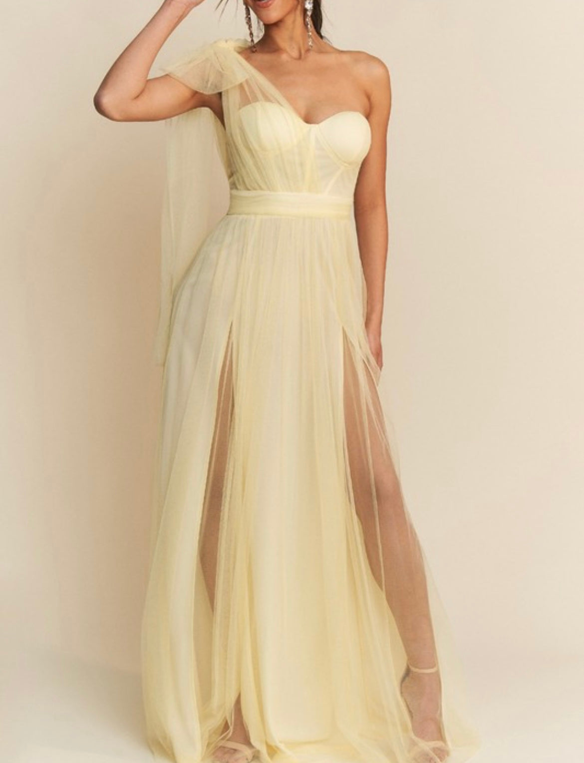 Tulle Skirt Dress in Butter Yellow