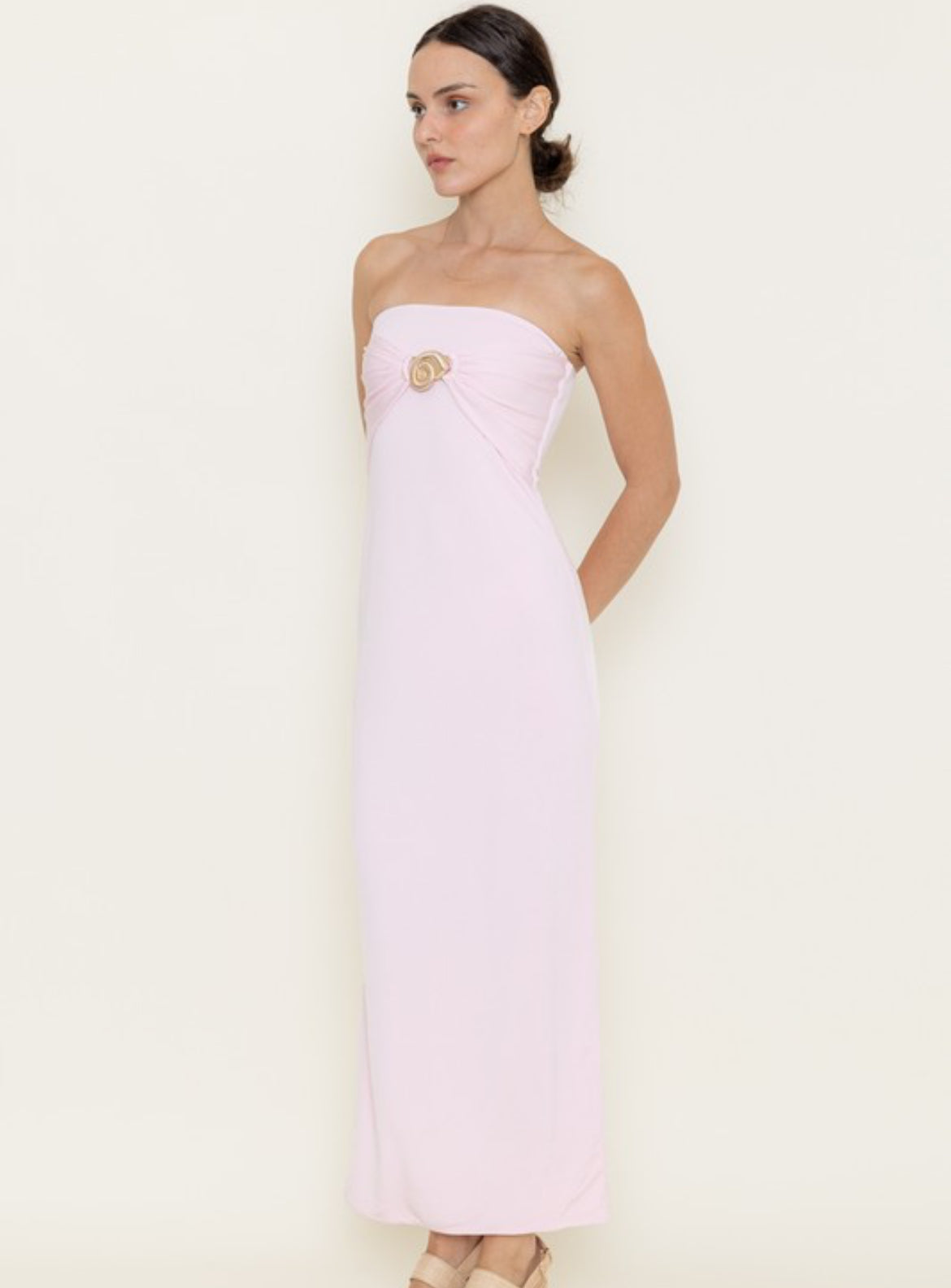 Pink Strapless Dress Seashell Detail