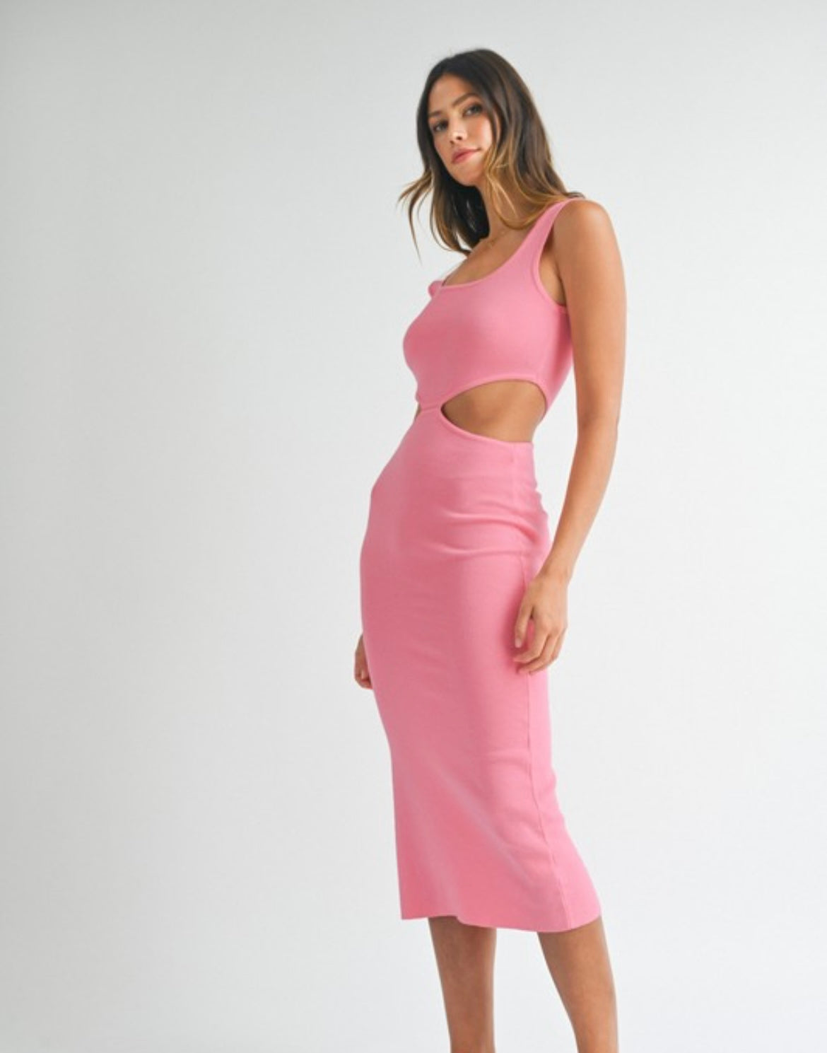 Knit Cut Out Dress in Pink
