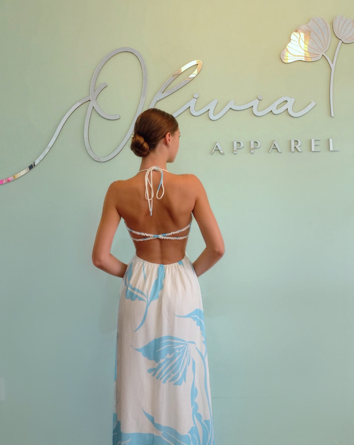 Tropical Open Back Maxi Dress