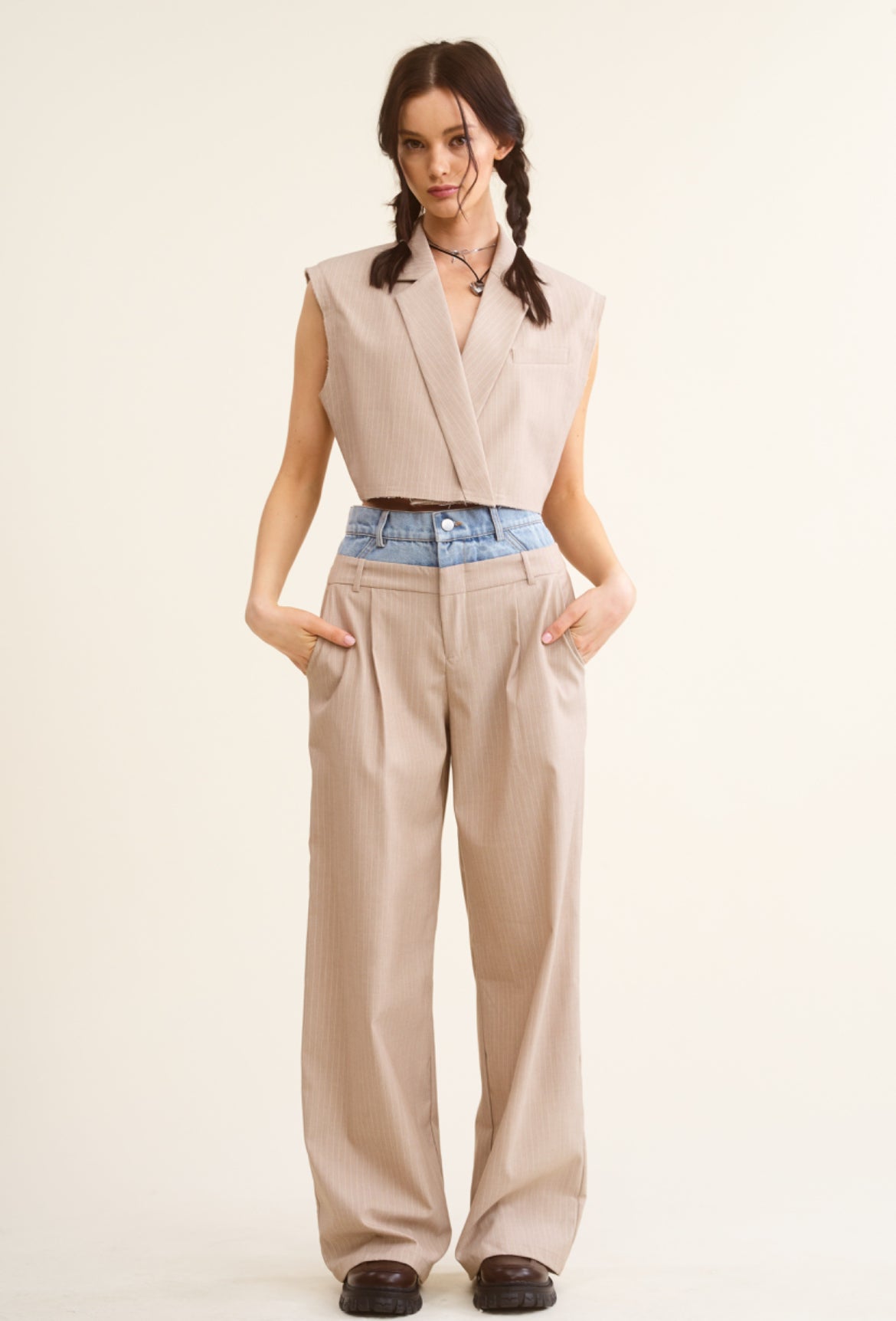 Crop Top Vest and Pants Set