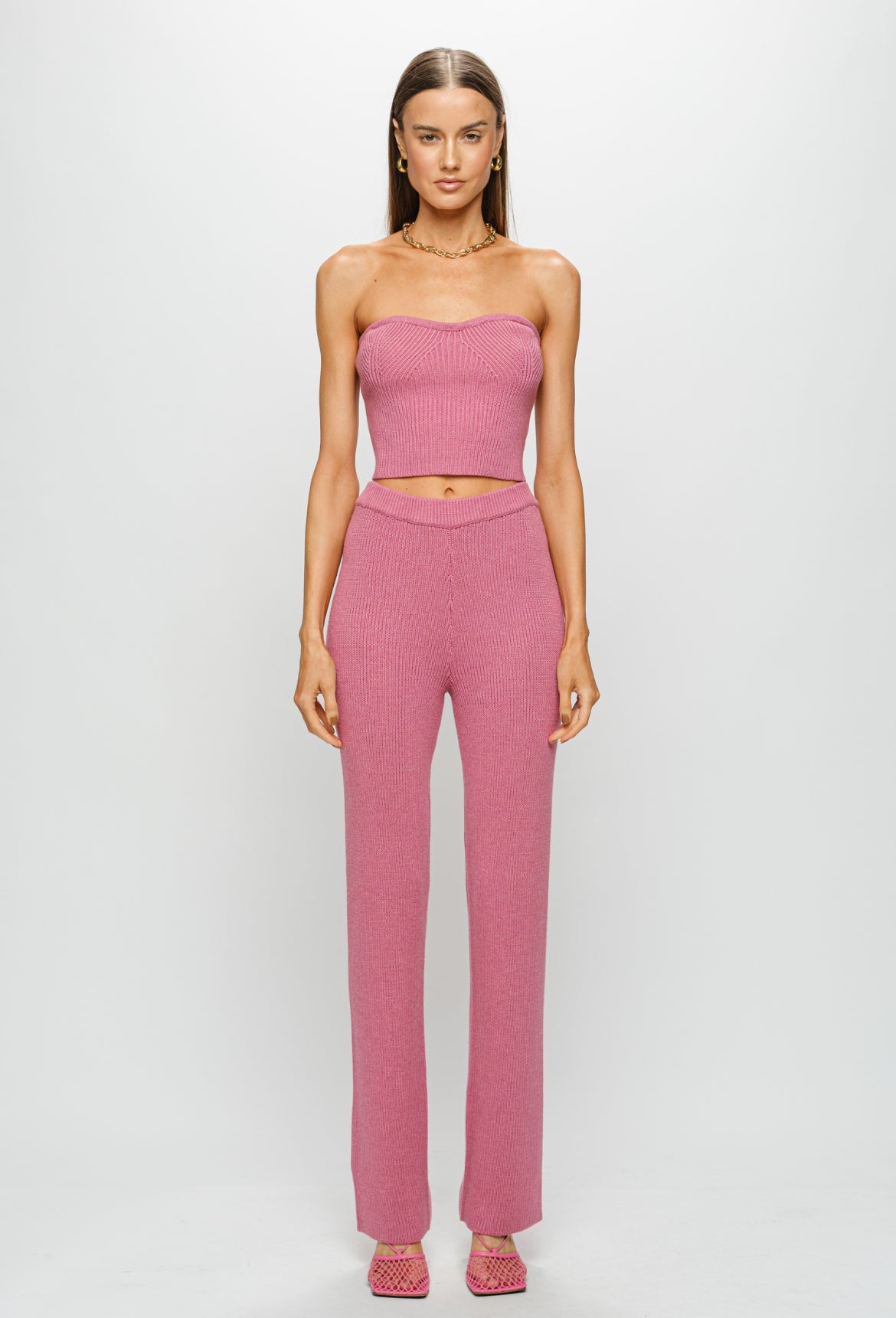 Knit Top and Pants Set in Pink