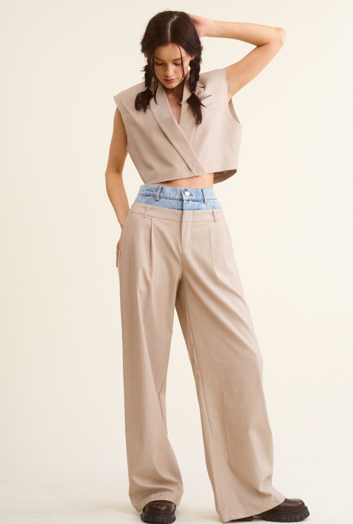 Crop Top Vest and Pants Set