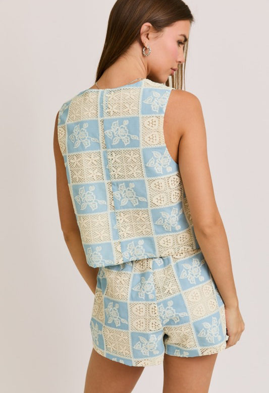 Front Bow Vest and Short Set