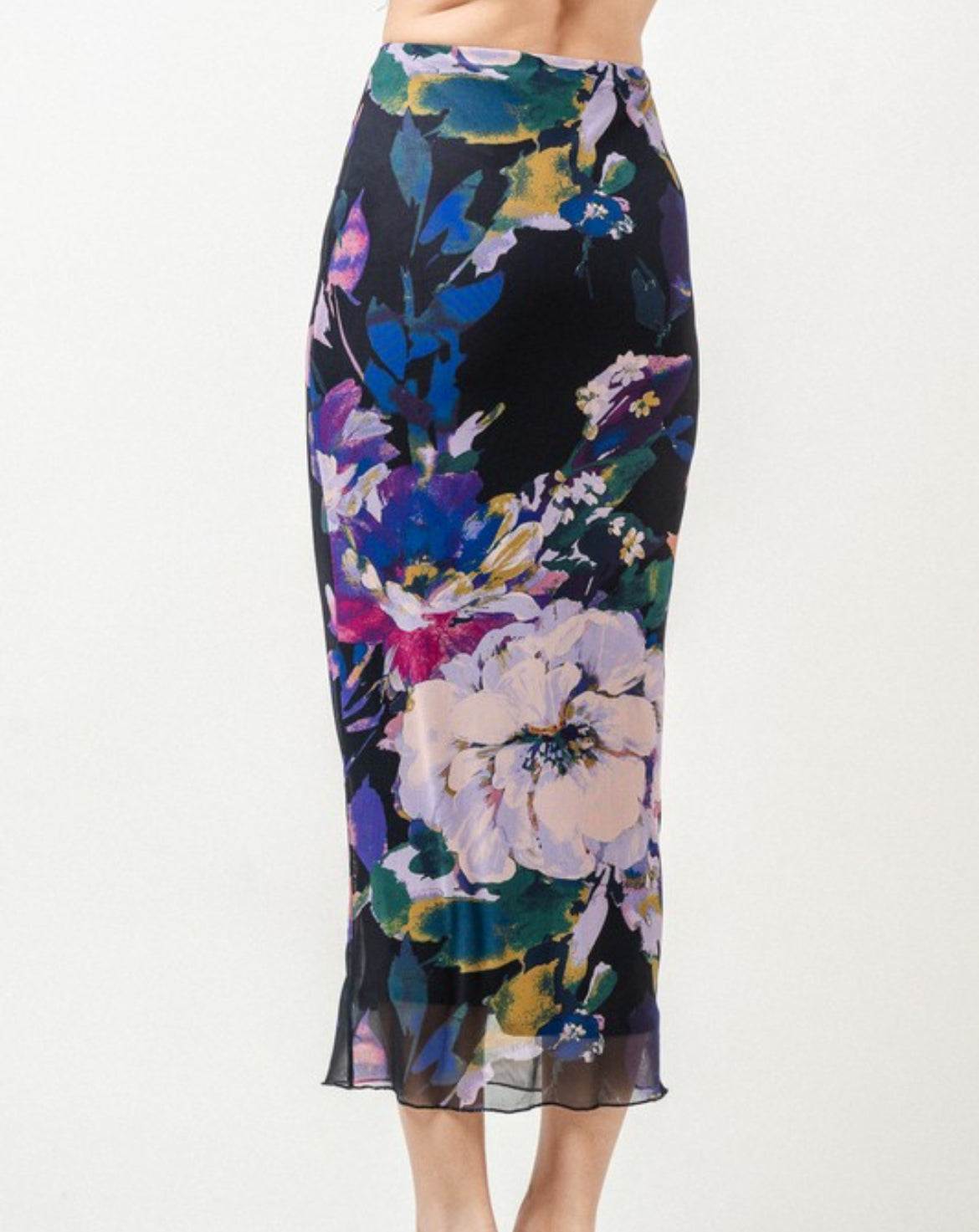 See Through Flower Top and Long Skirt Set