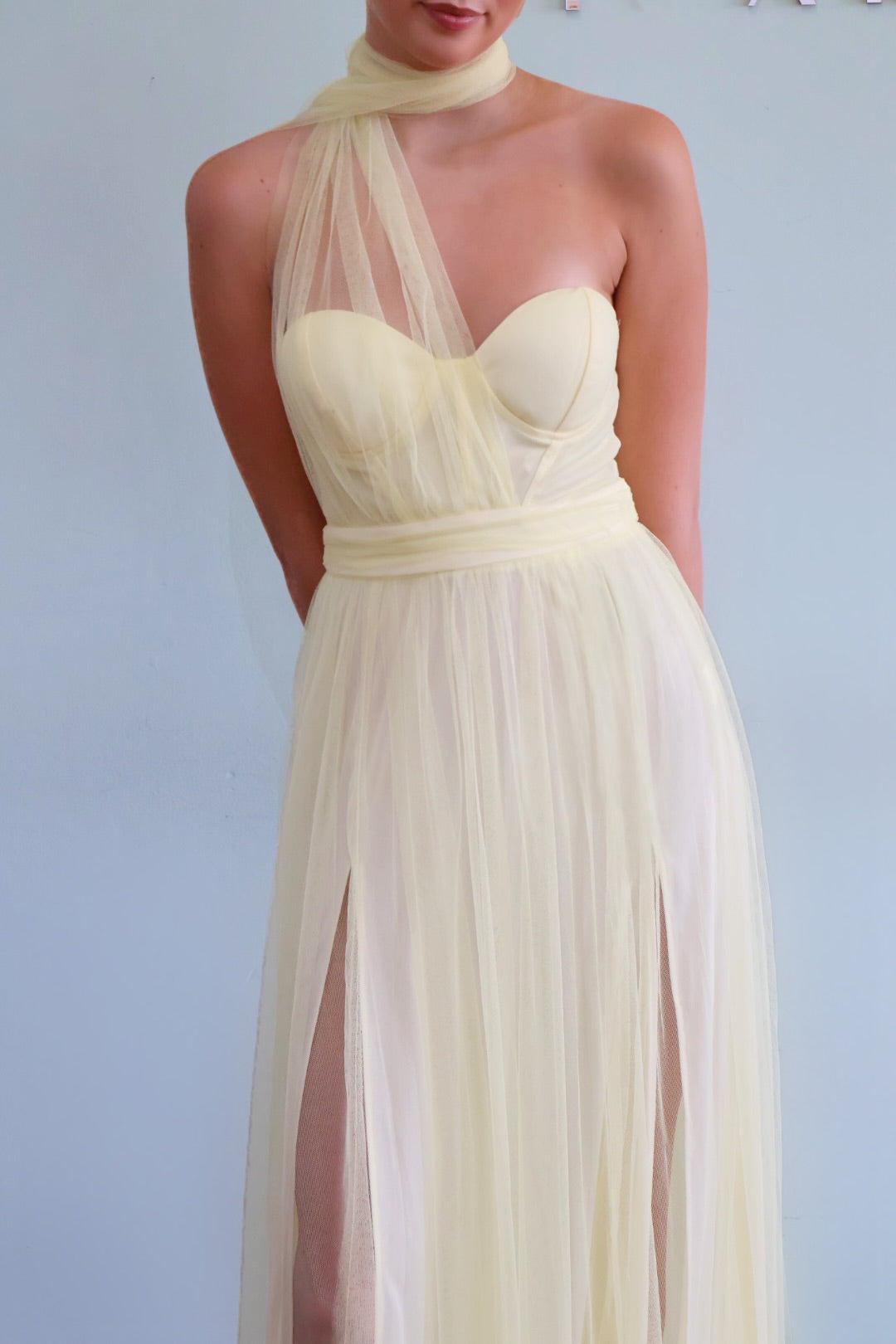 Tulle Skirt Dress in Butter Yellow