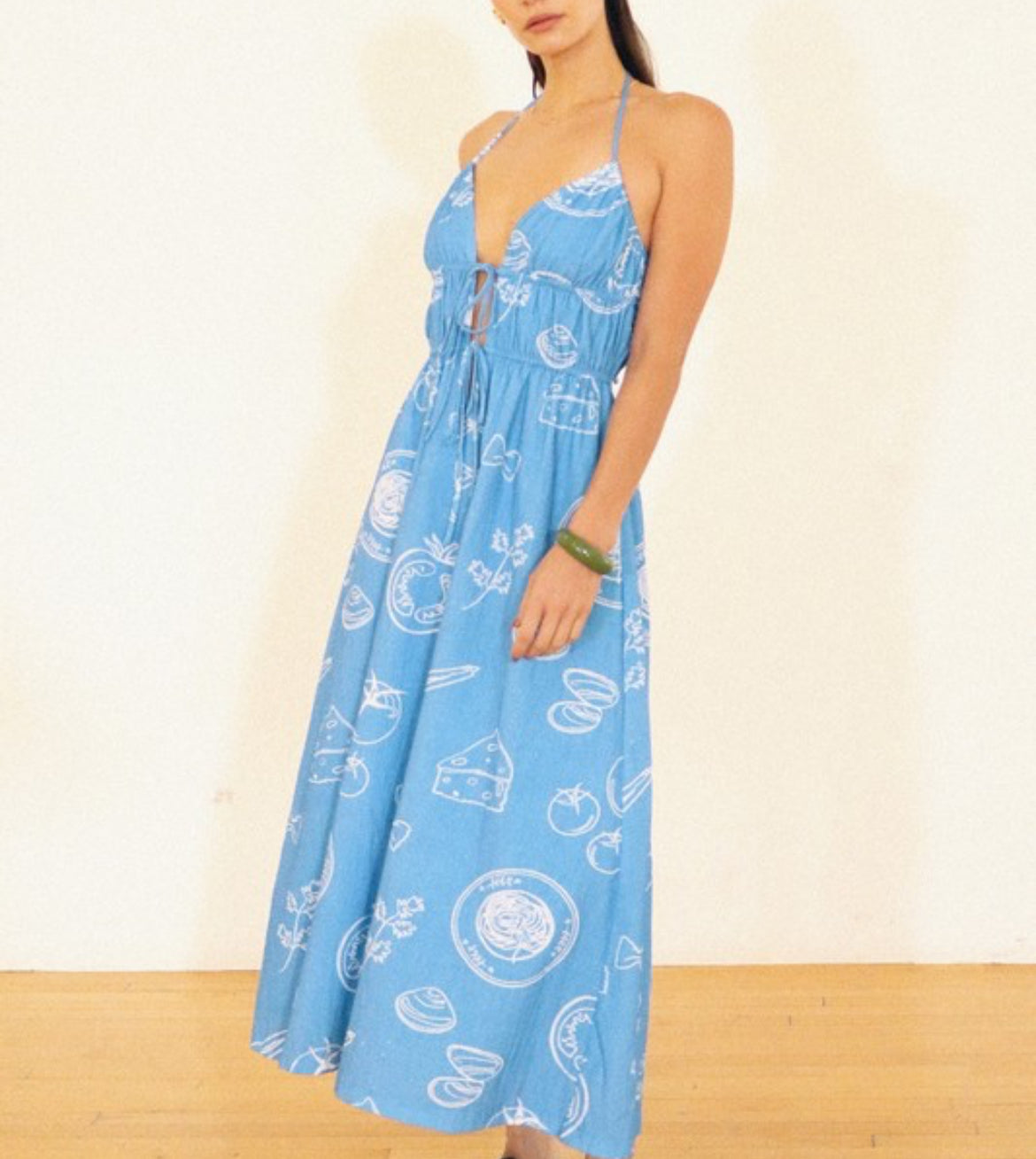 Flowy Foodie Dress in Blue