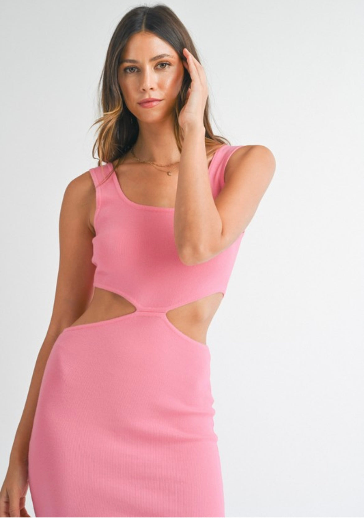 Knit Cut Out Dress in Pink