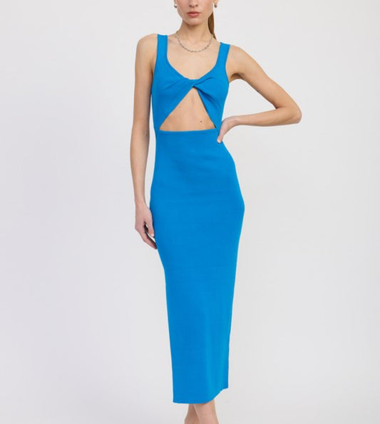Knit Cut Out Dress in Blue