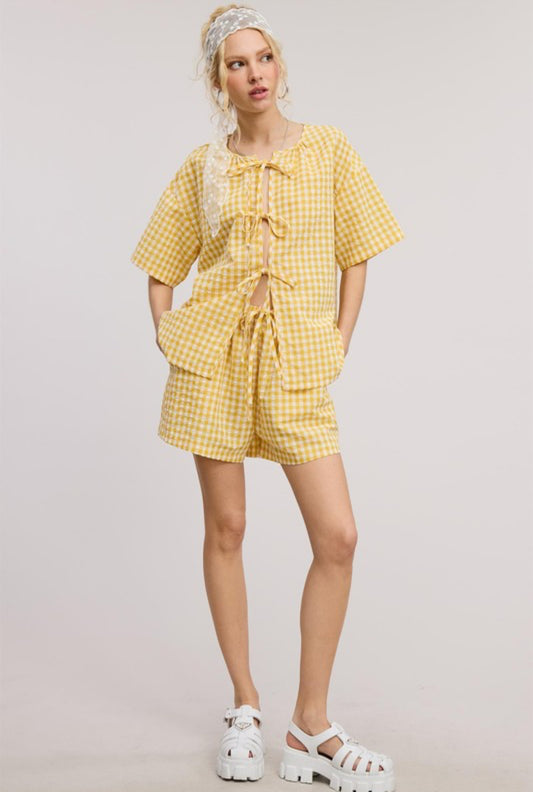 Ribbon Top and Short Set in Yellow