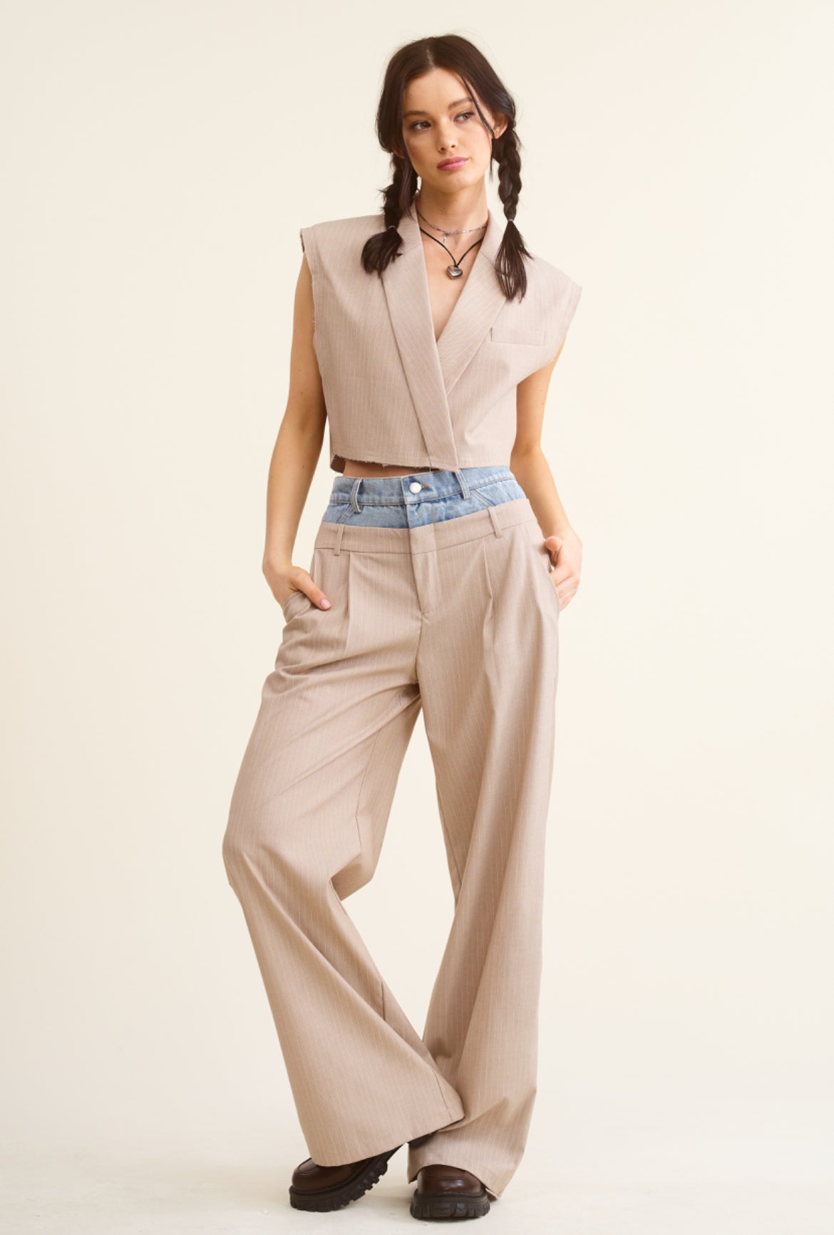 Crop Top Vest and Pants Set