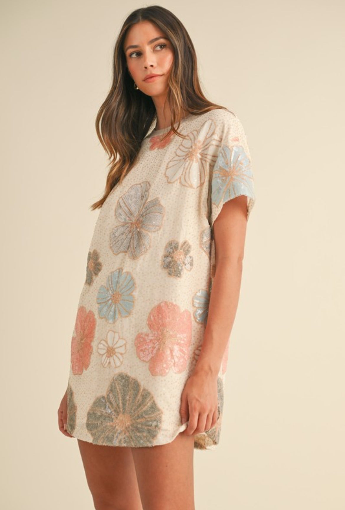 Floral Sequin Mini Dress