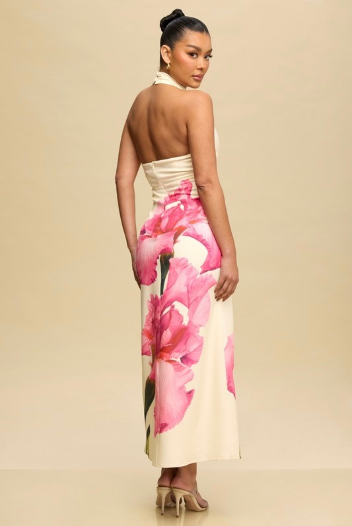 Pink Flower Halter Dress