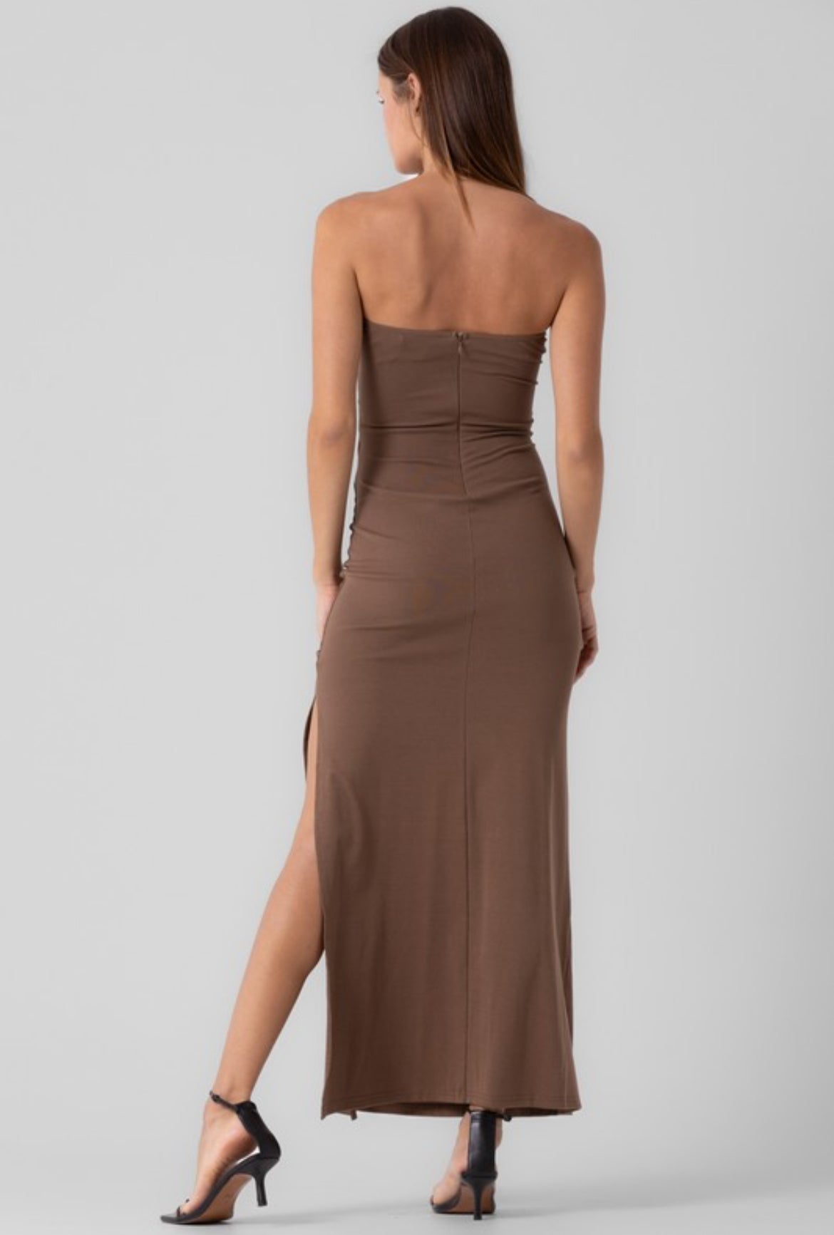 Front Cut Out Dress in Brown
