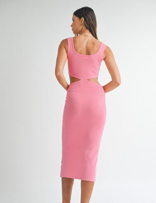 Knit Cut Out Dress in Pink