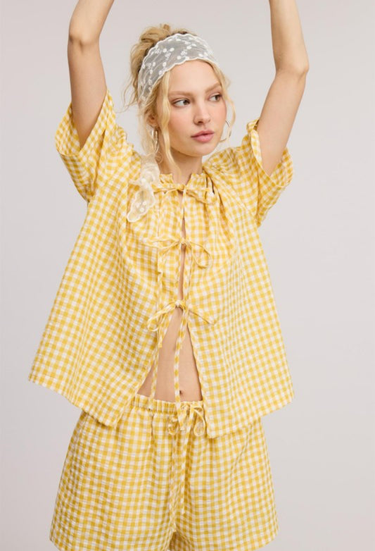 Ribbon Top and Short Set in Yellow