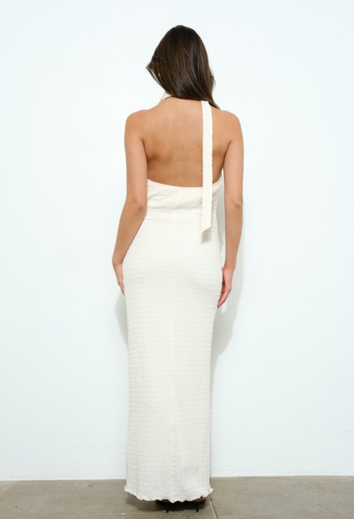 Mock Meck Knit Dress in Cream
