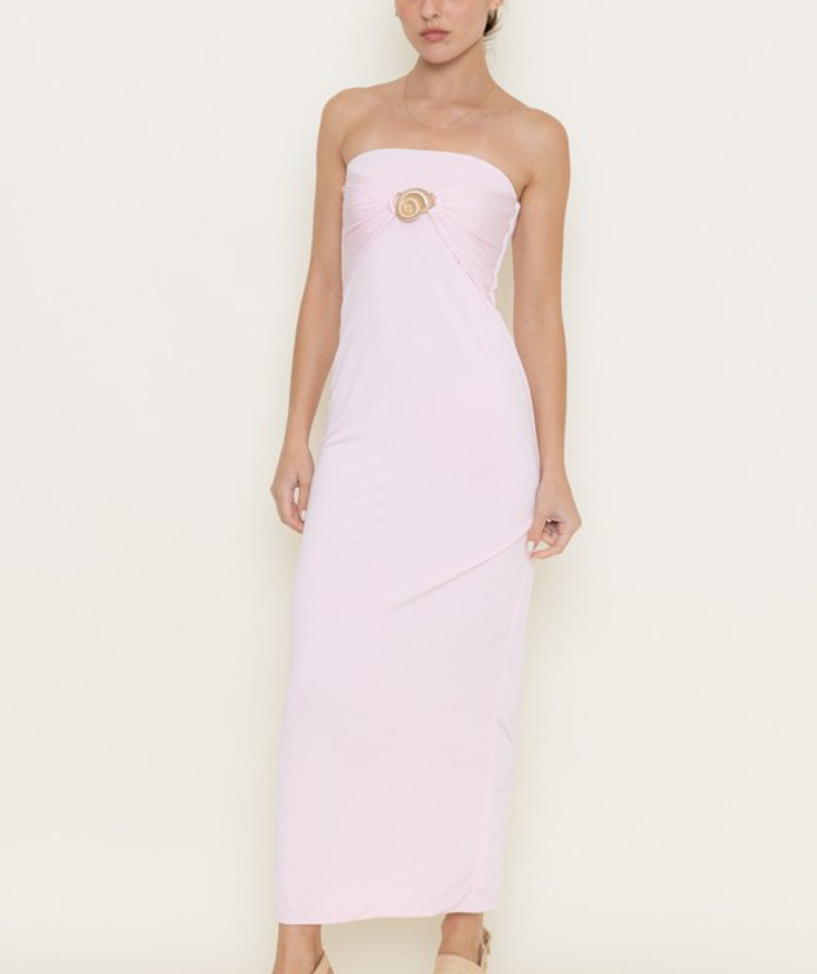 Pink Strapless Dress Seashell Detail