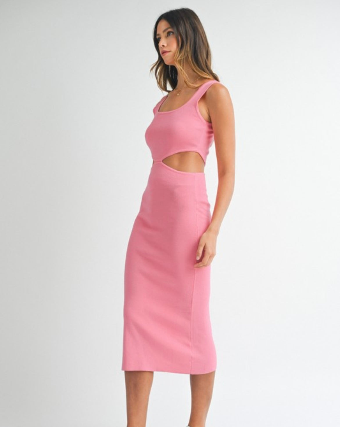 Knit Cut Out Dress in Pink