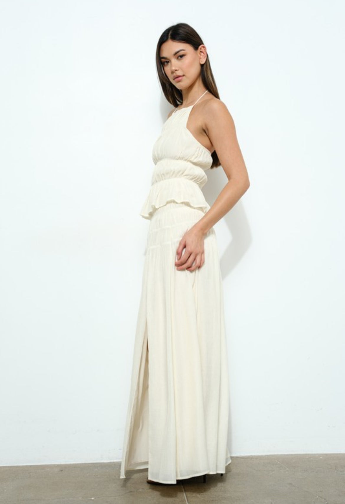 Halter Top and Maxi Skirt in Cream