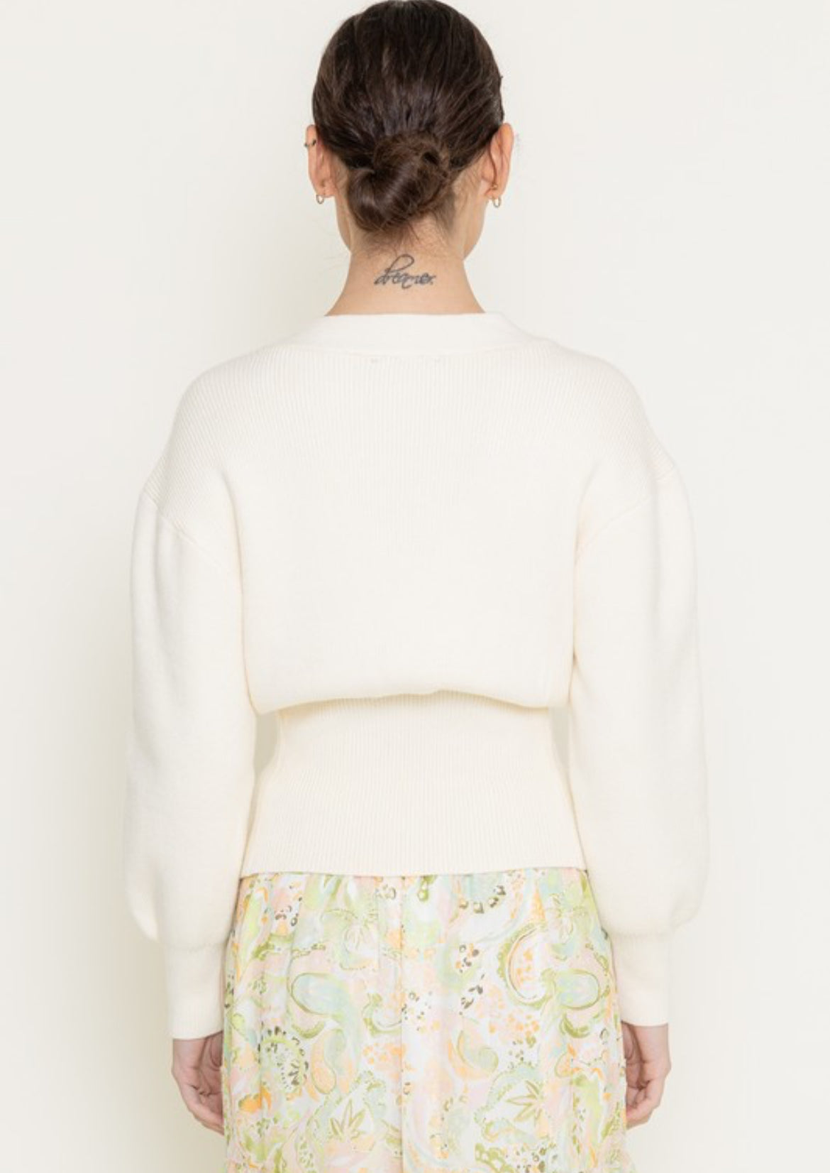 Gold Button Sweater in Cream