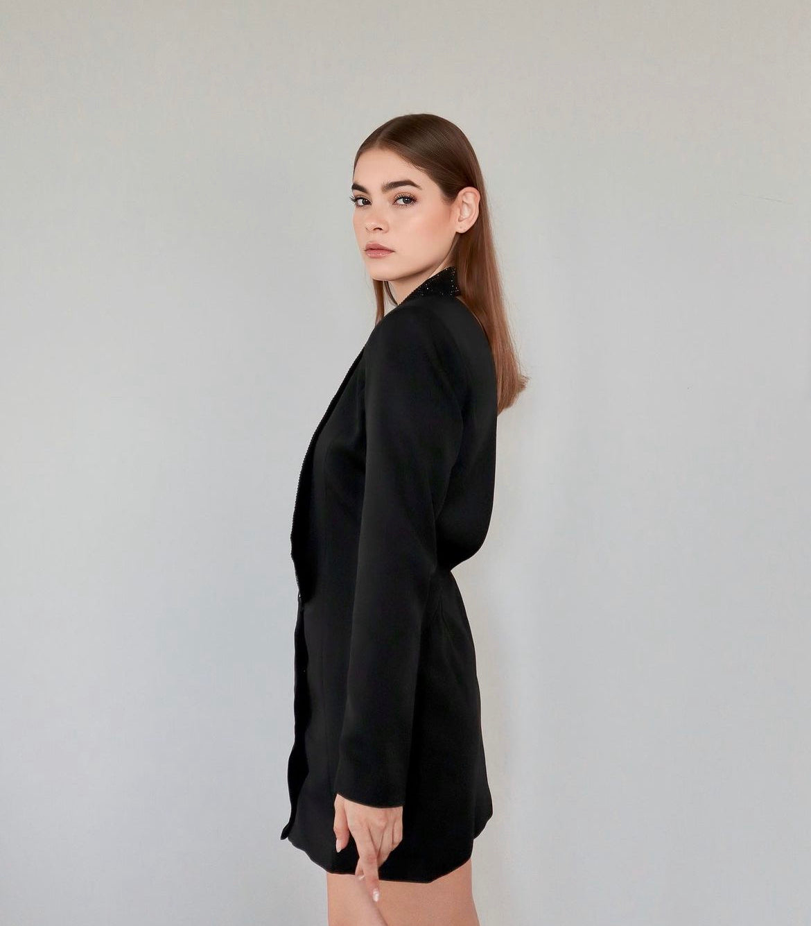 Backless Sequin Blazer in Black