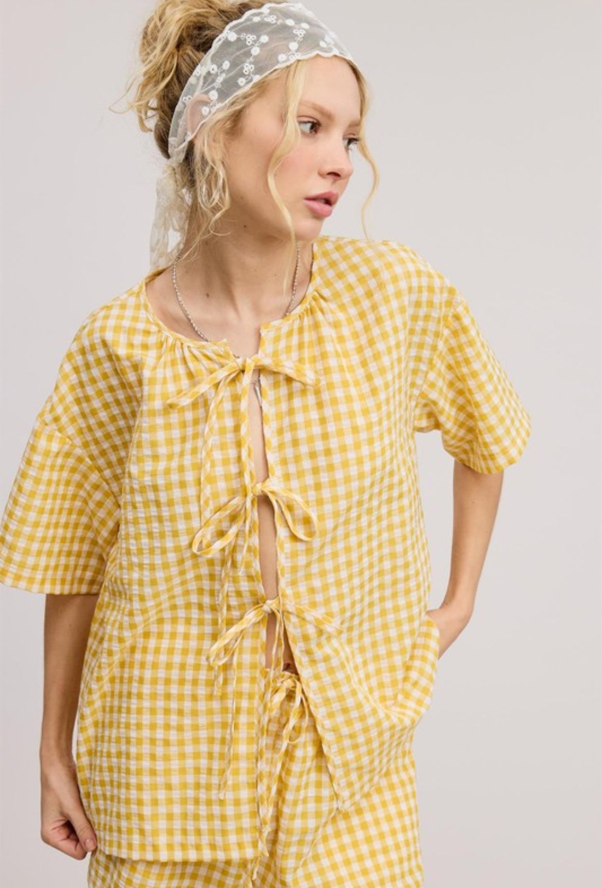 Ribbon Top and Short Set in Yellow