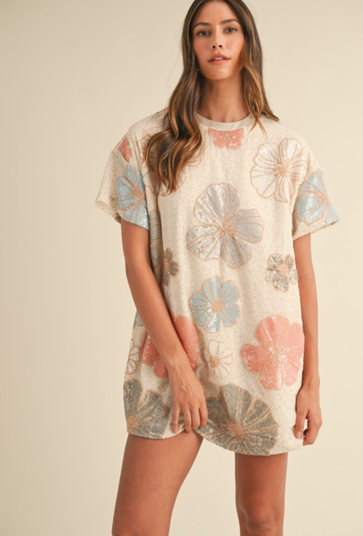 Floral Sequin Mini Dress