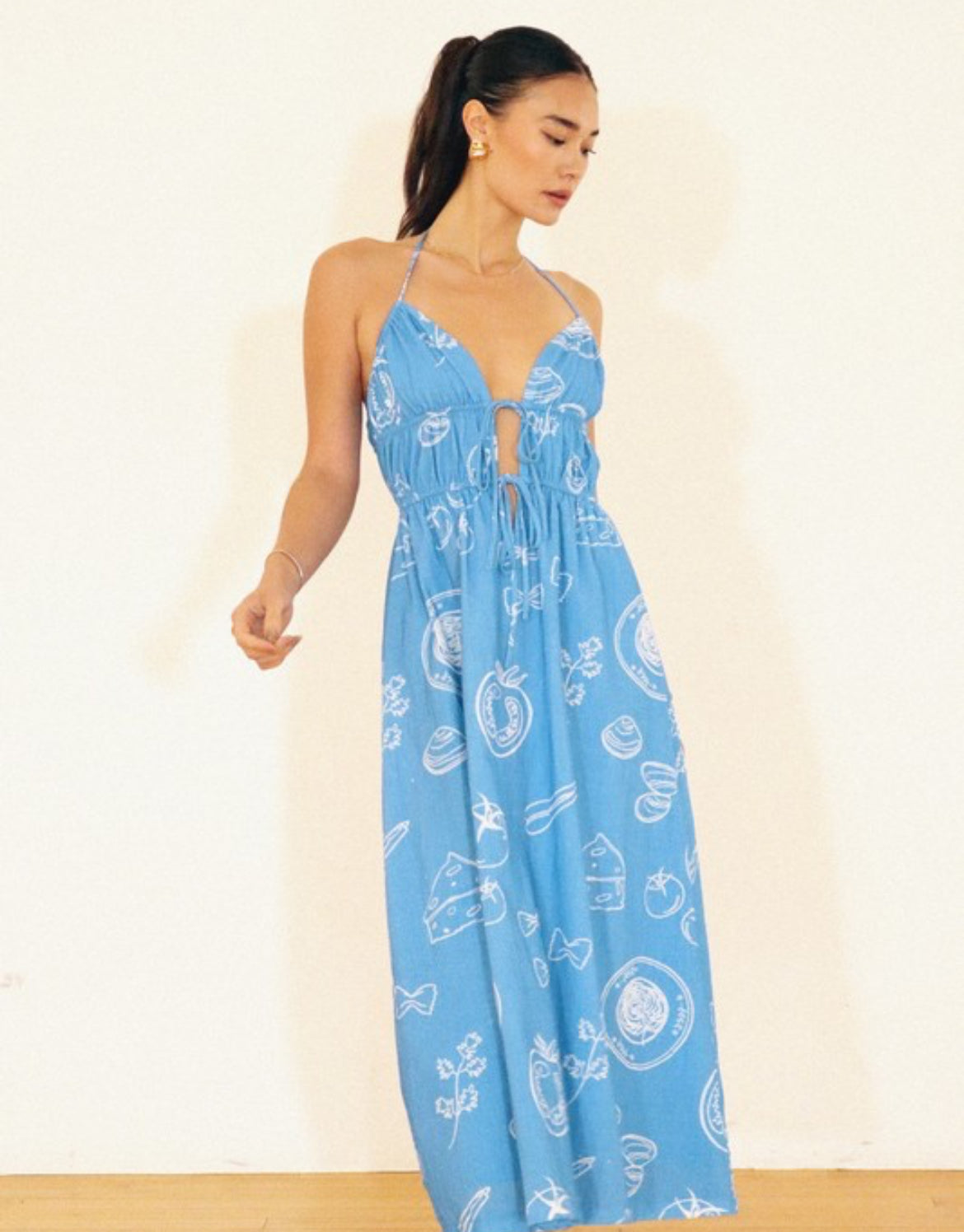 Flowy Foodie Dress in Blue