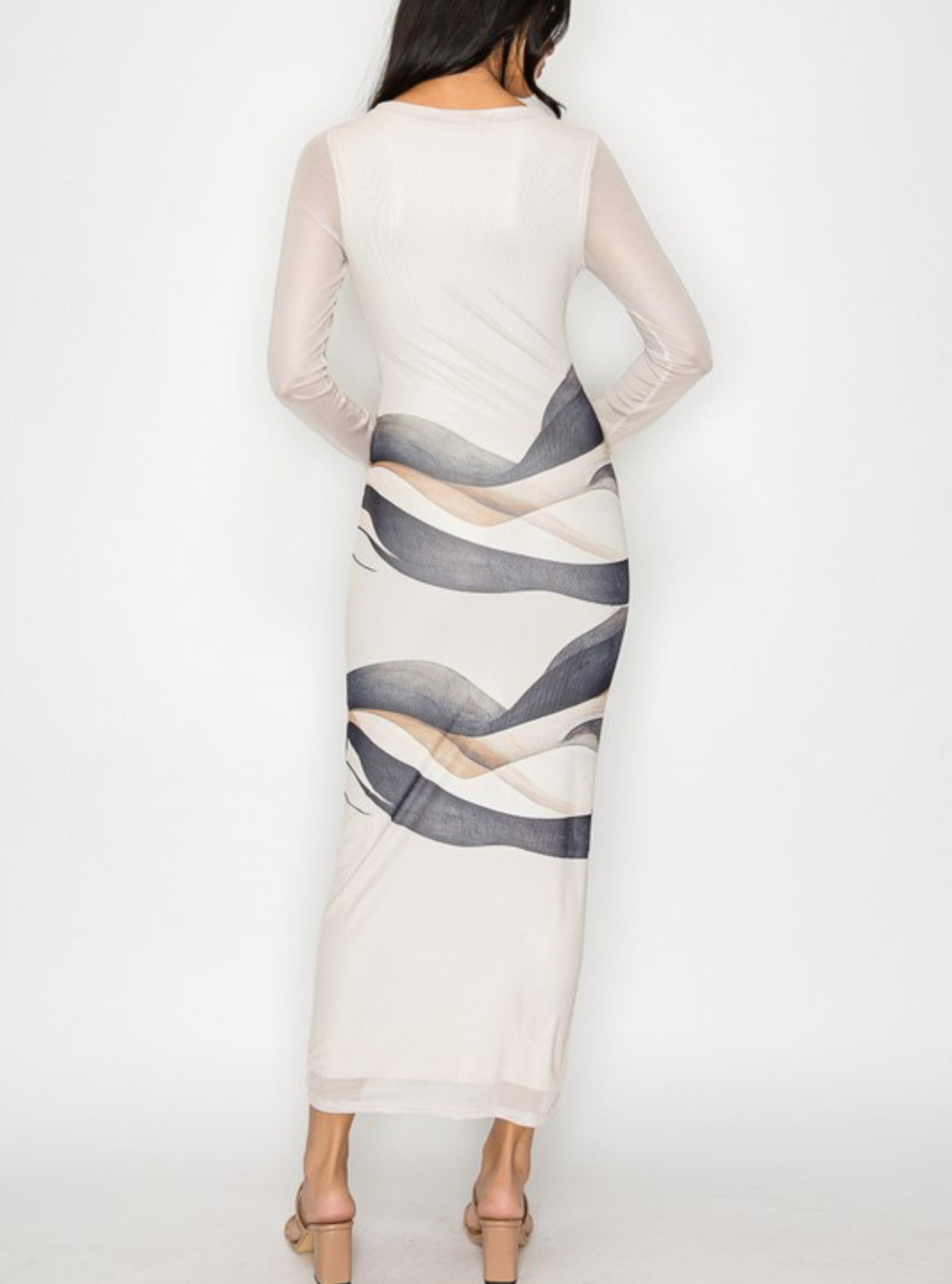 Mesh Cut Out Dress in Cream