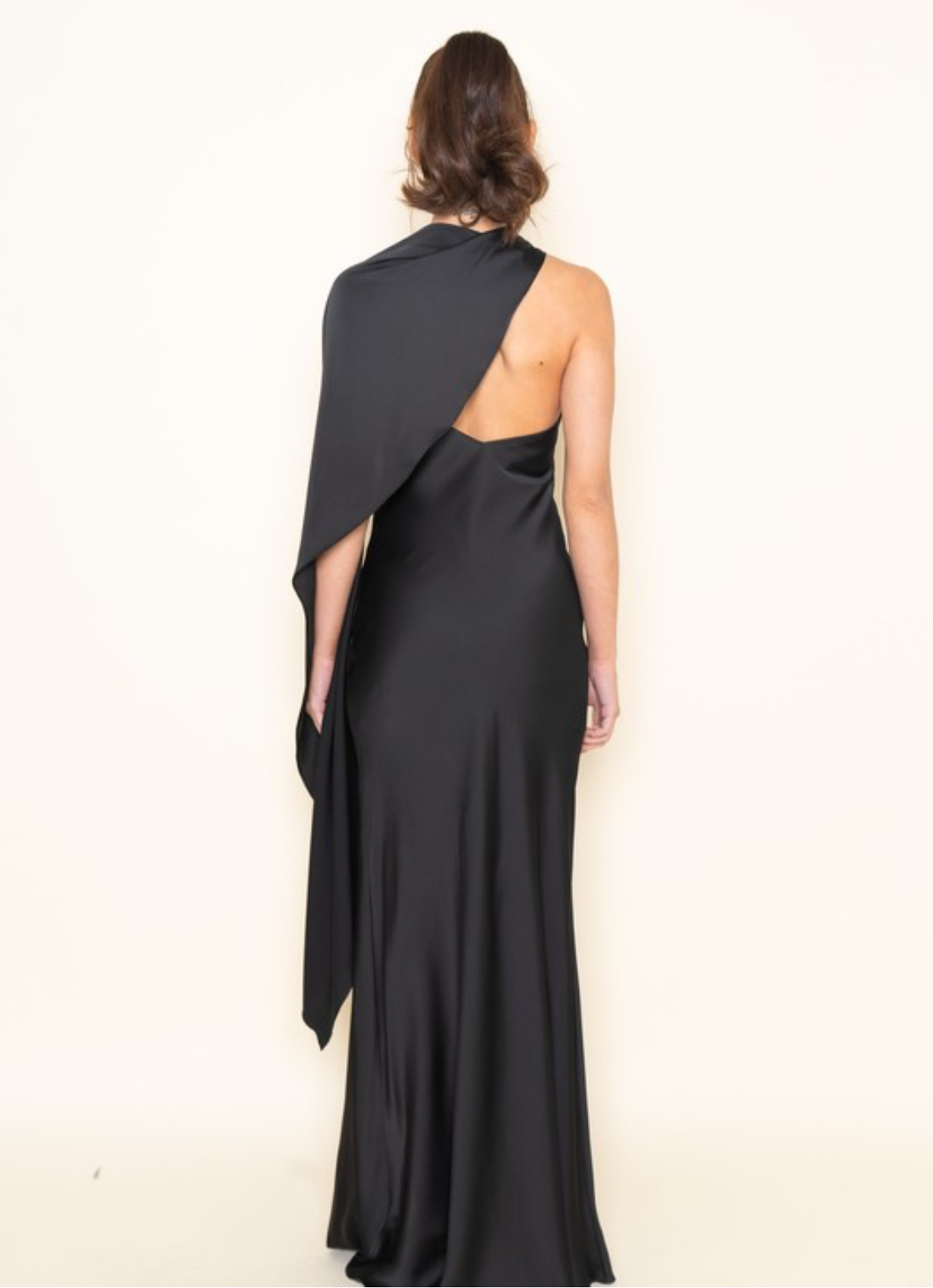 Asymmetric Scarf Dress in Black