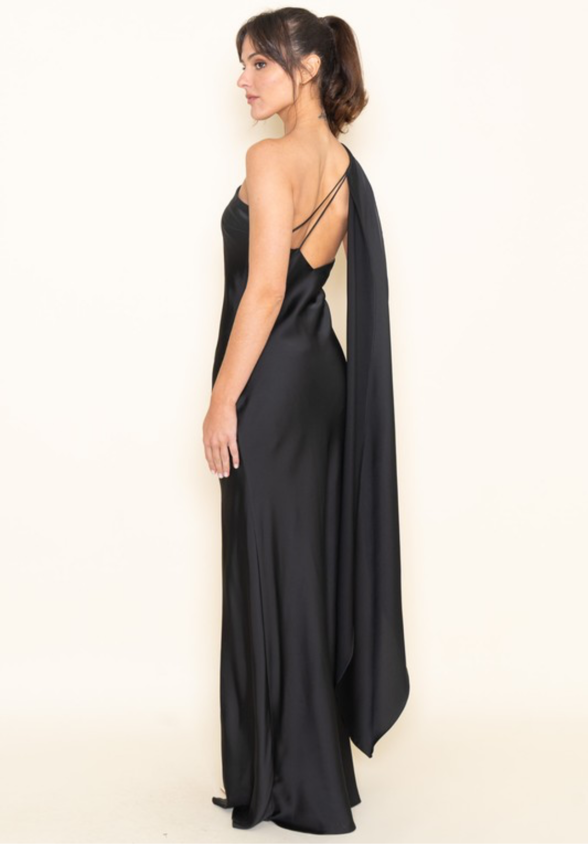 Asymmetric Scarf Dress in Black