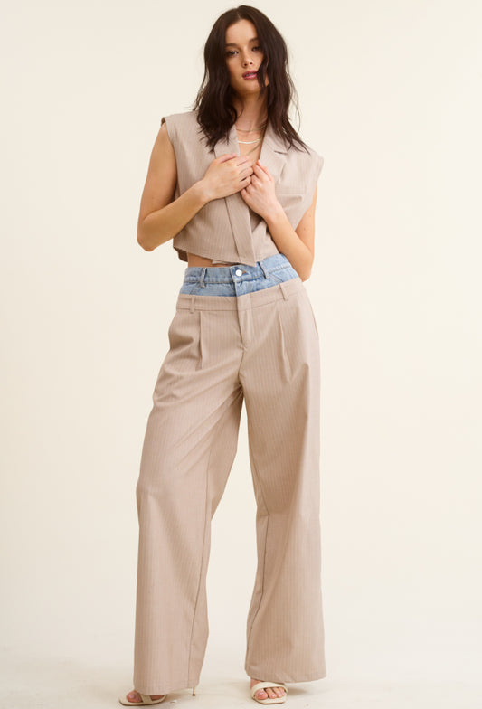 Crop Top Vest and Pants Set