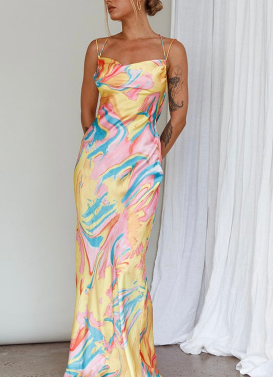 Multicolor Satin Dress