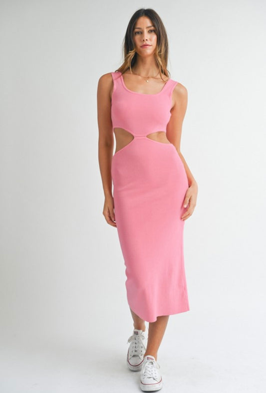 Knit Cut Out Dress in Pink