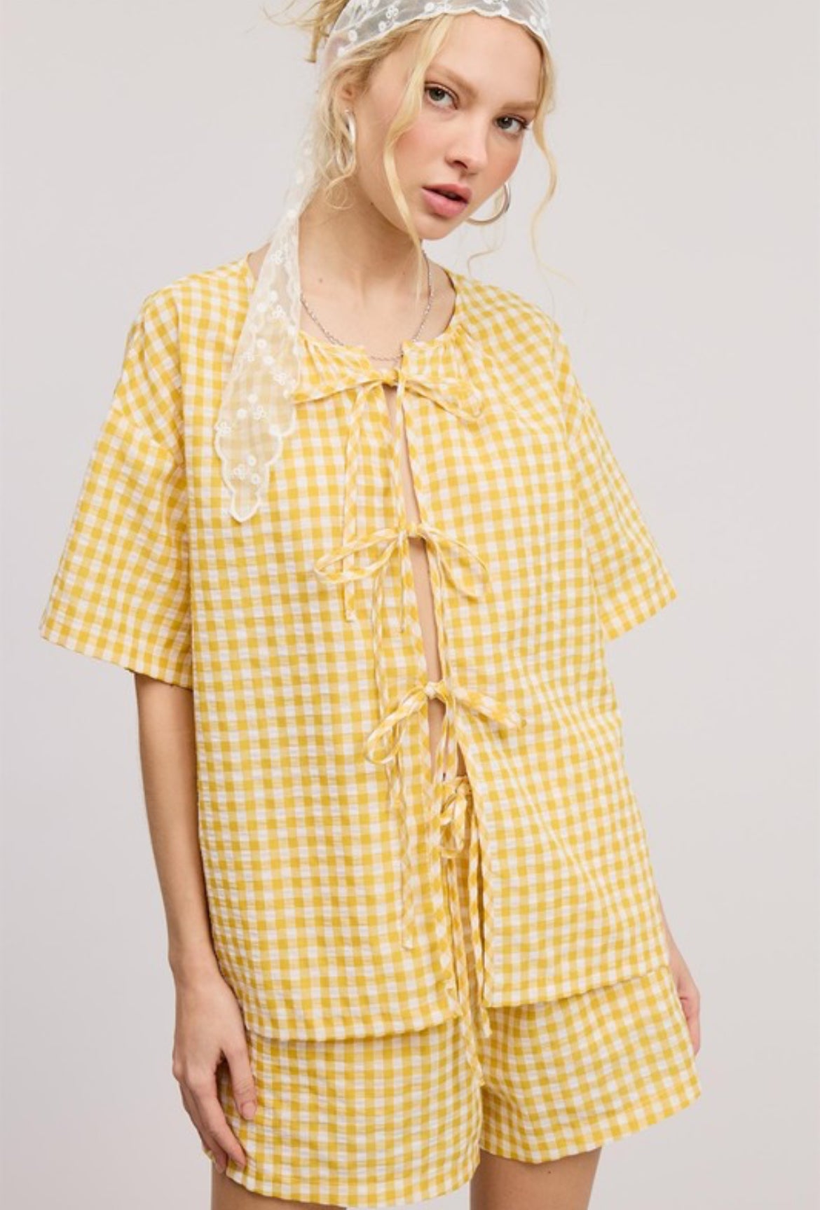 Ribbon Top and Short Set in Yellow