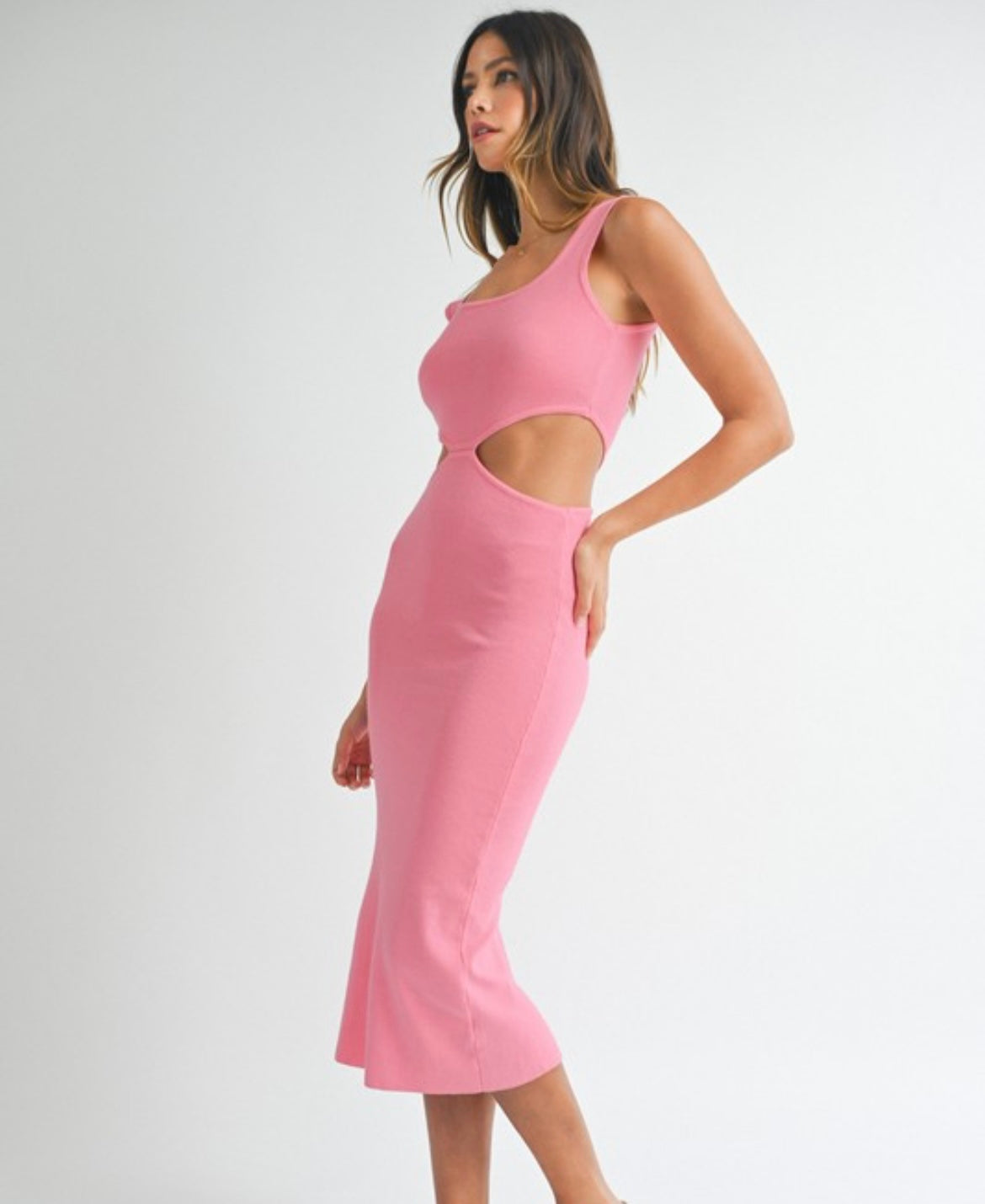 Knit Cut Out Dress in Pink