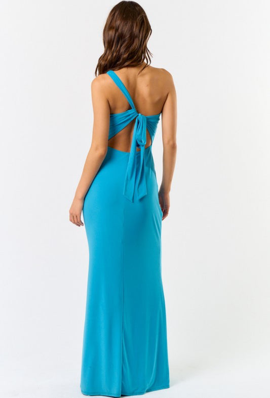 One Shoulder Summer Dress in Blue