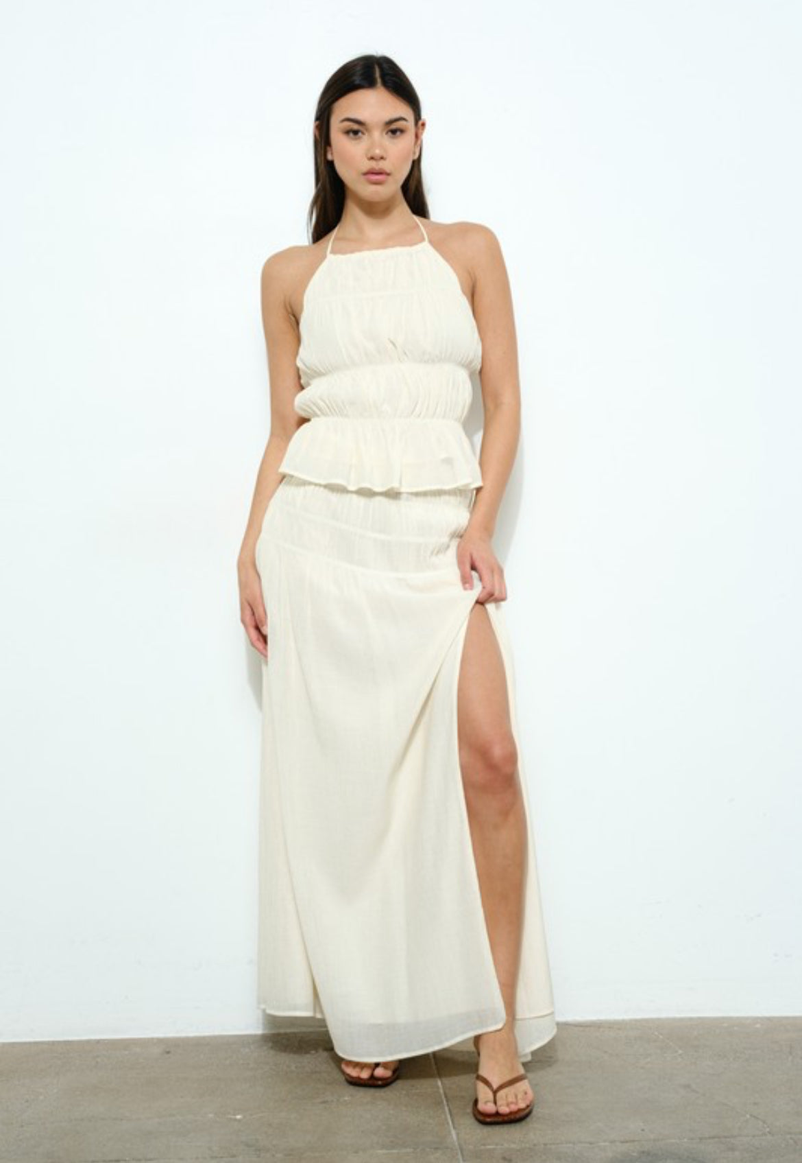 Halter Top and Maxi Skirt in Cream
